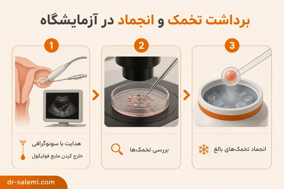 مراحل برداشت و انجماد تخمک در آزمایشگاه